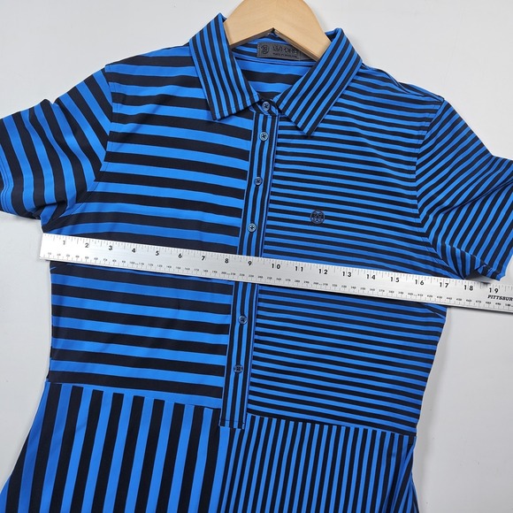 G/FORE Womens Golf Dress Blue Navy Striped Short Sleeve Polo Performance Small s - Picture 8 of 8